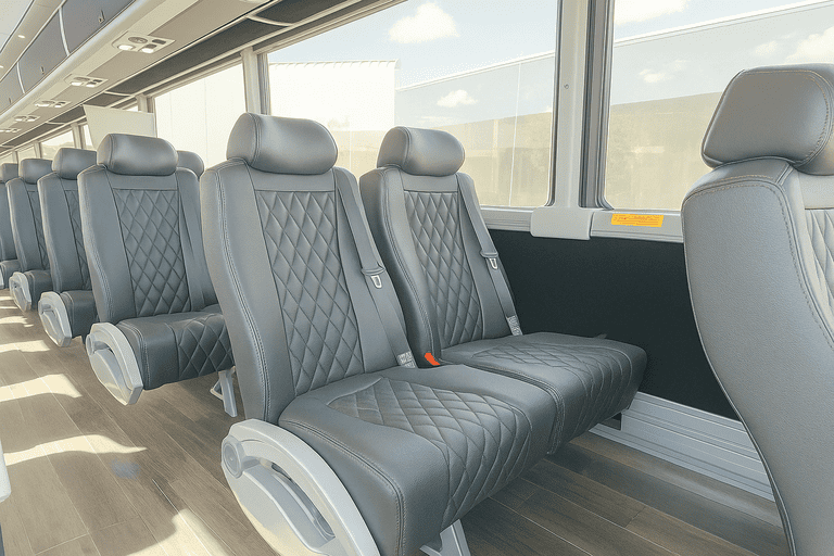 interior of College Station Coach Bus Service charter bus