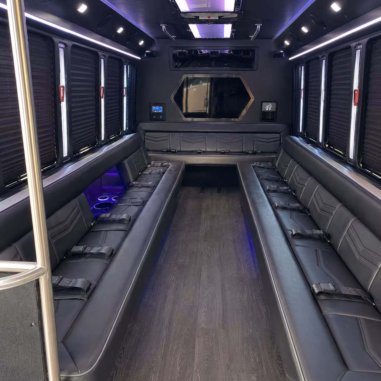 college station 18 passenger party bus interior