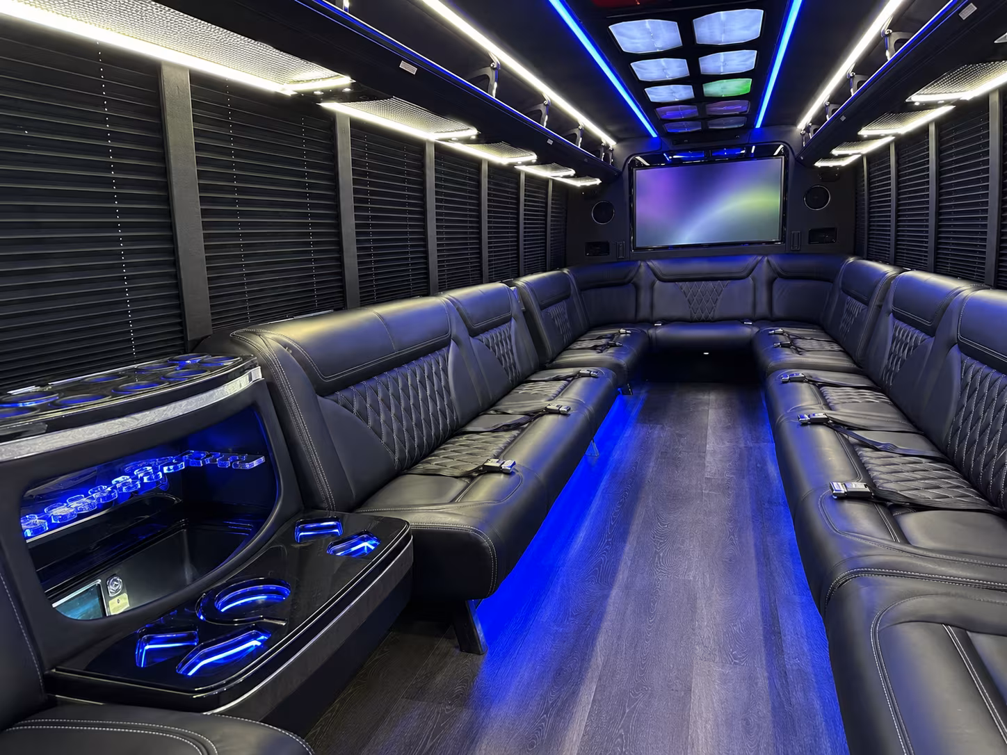 college station 20 passenger party bus inside