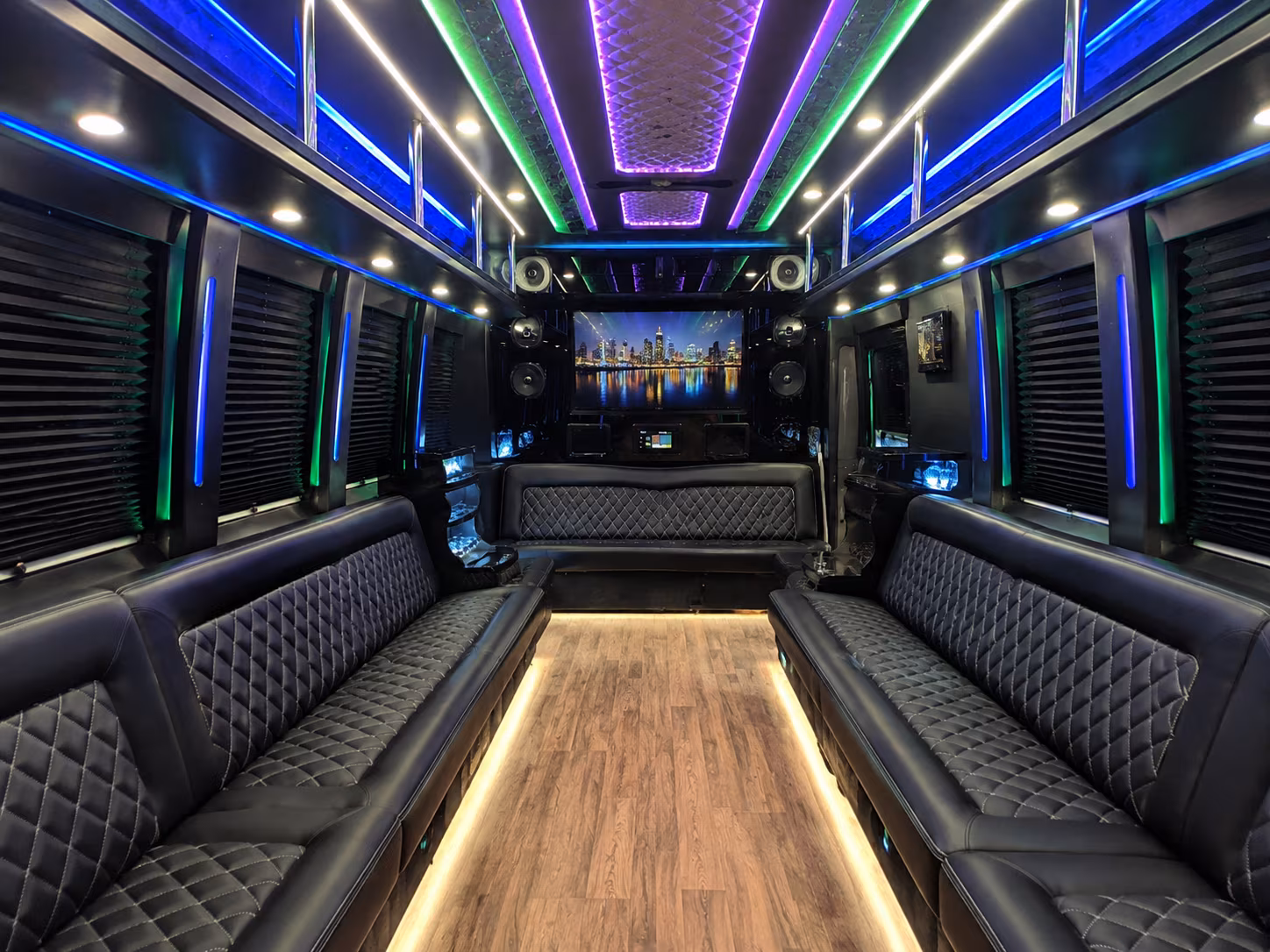 college station 25 passenger party bus interior