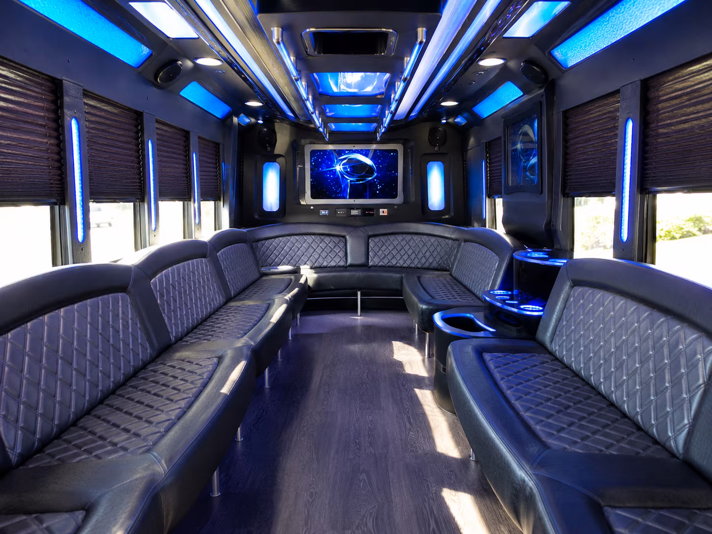 college station 28 passenger party bus inside