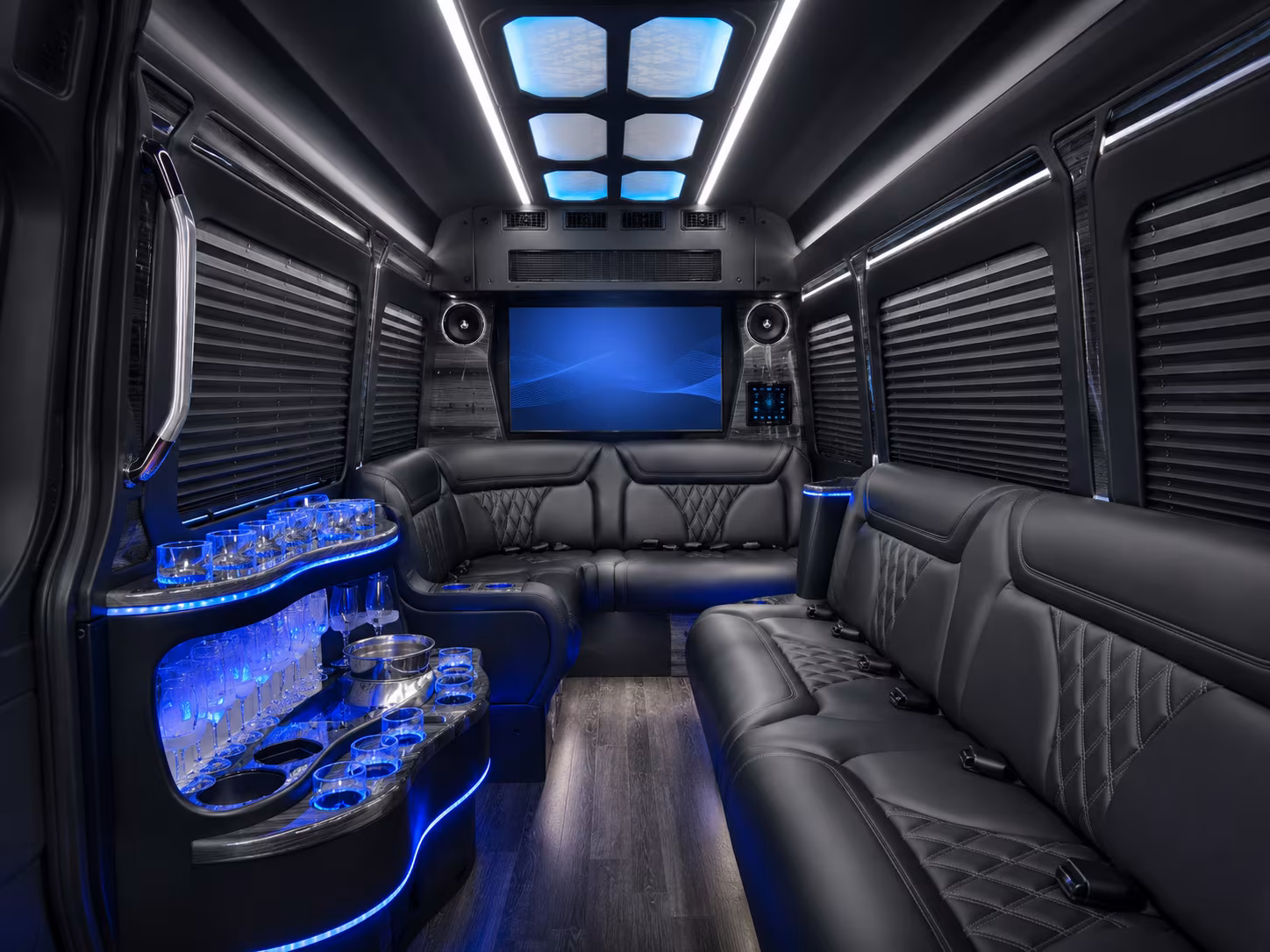 college station 28 passenger party bus interior