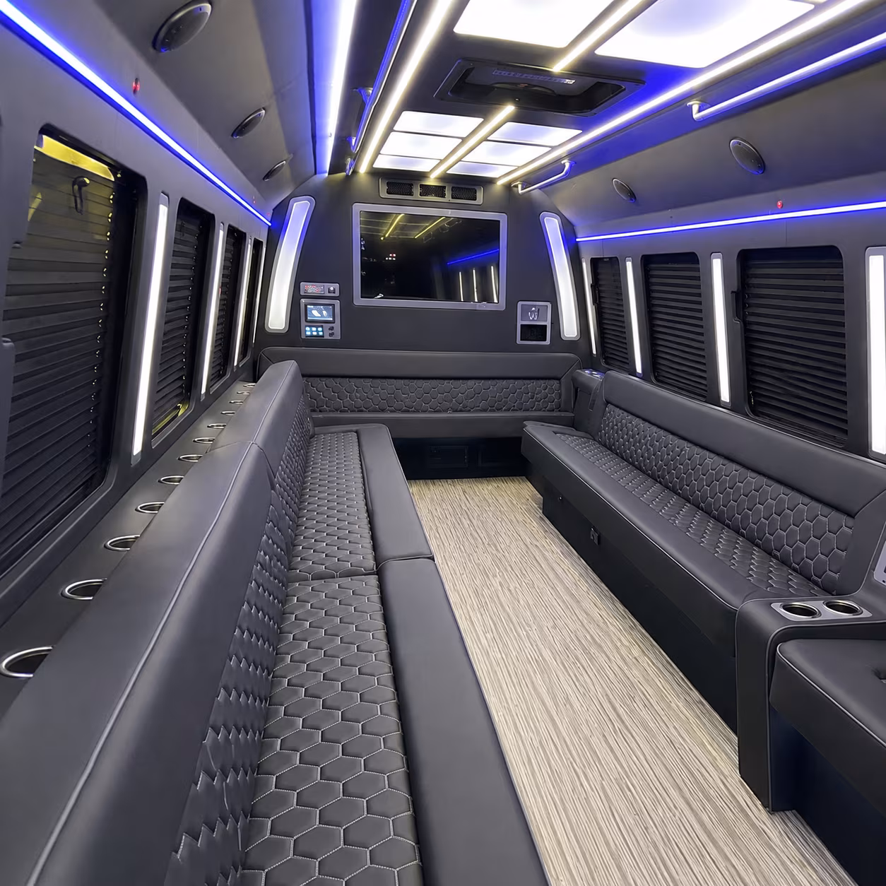 college station 40 passenger party bus inside