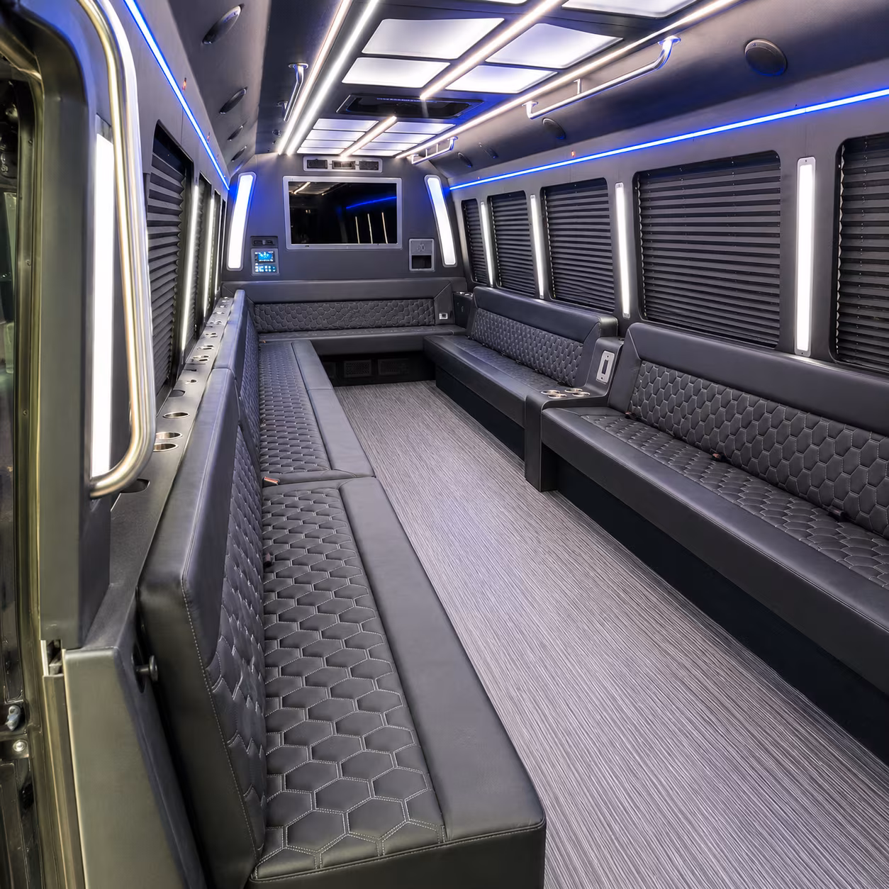 college station 40 passenger party bus interior