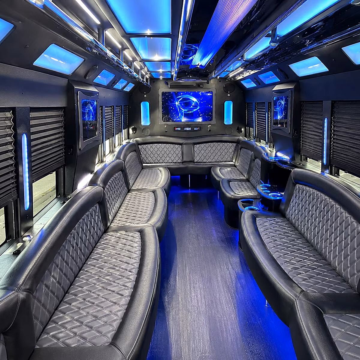 college station 50 passenger party bus interior