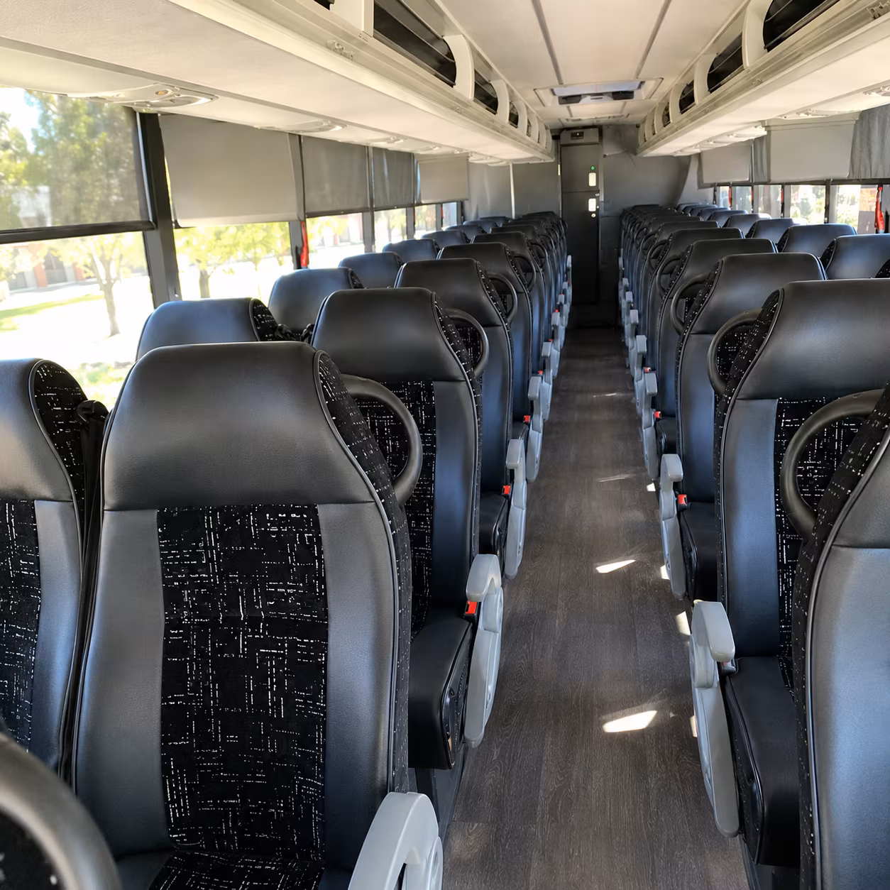 college station 56 passenger charter bus inside